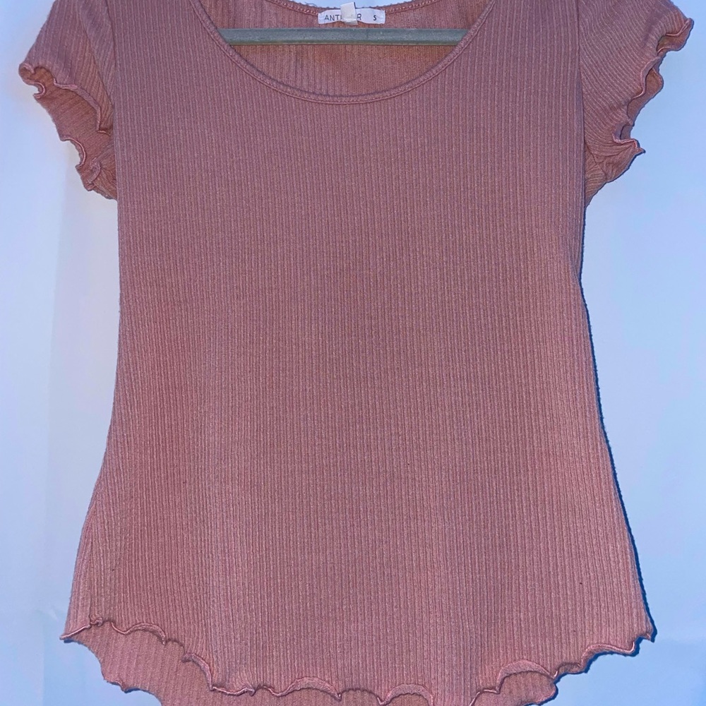 Blush pink tee with ruffles